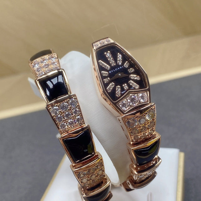 SERPENTI JEWELRY ROSE GOLD WITH DIAMOND CASE BLACK DIAL