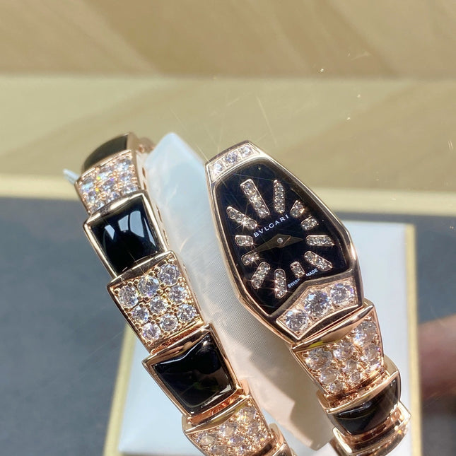 SERPENTI JEWELRY ROSE GOLD WITH DIAMOND CASE BLACK DIAL