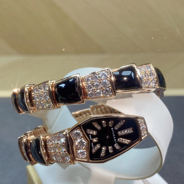 SERPENTI JEWELRY ROSE GOLD WITH DIAMOND CASE BLACK DIAL