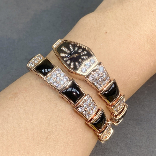 SERPENTI JEWELRY ROSE GOLD WITH DIAMOND CASE BLACK DIAL