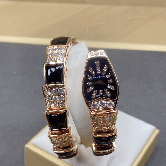 SERPENTI JEWELRY ROSE GOLD WITH DIAMOND CASE BLACK DIAL