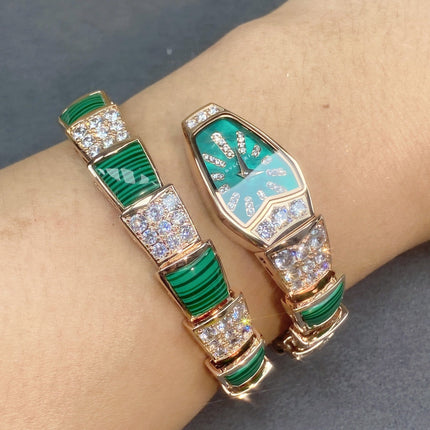 SERPENTI JEWELRY ROSE GOLD WITH DIAMOND CASE GREEN DIAL