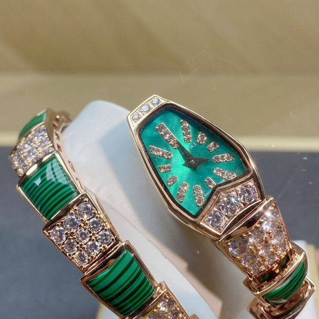 SERPENTI JEWELRY ROSE GOLD WITH DIAMOND CASE GREEN DIAL