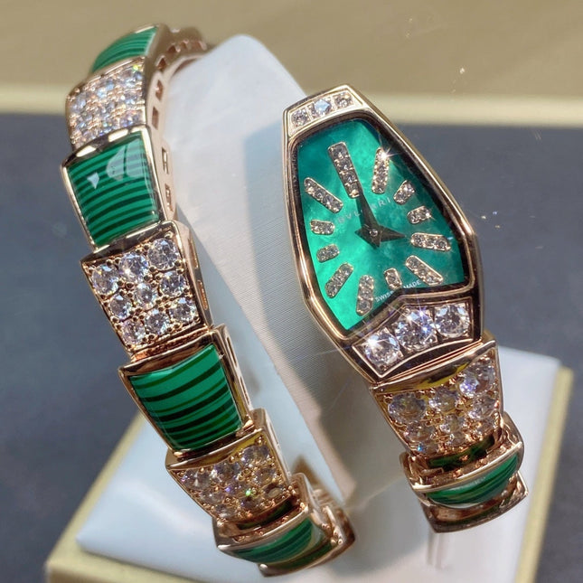 SERPENTI JEWELRY ROSE GOLD WITH DIAMOND CASE GREEN DIAL