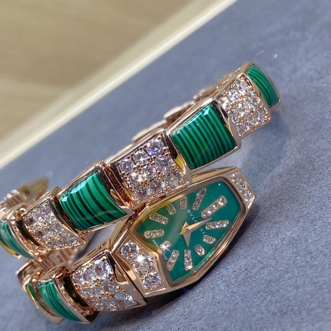 SERPENTI JEWELRY ROSE GOLD WITH DIAMOND CASE GREEN DIAL
