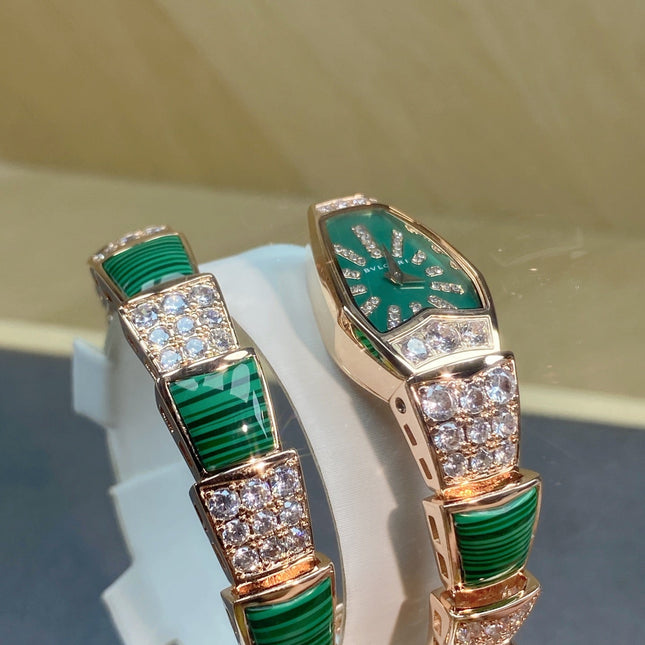 SERPENTI JEWELRY ROSE GOLD WITH DIAMOND CASE GREEN DIAL