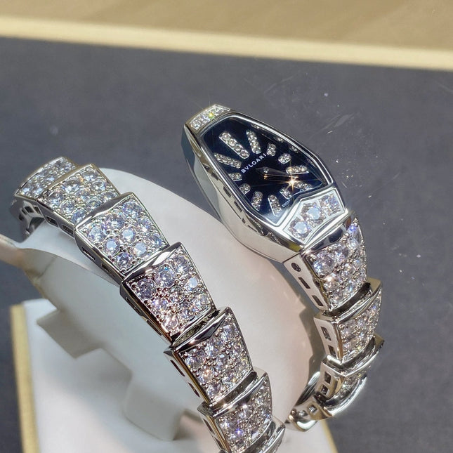 SERPENTI JEWELRY ALL WHITE GOLD WITH DIAMOND BLACK DIAL