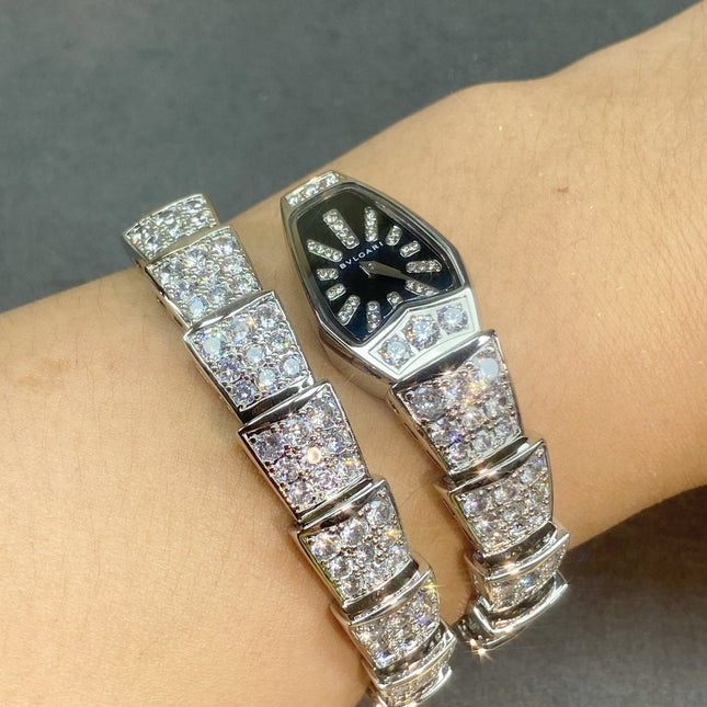 SERPENTI JEWELRY ALL WHITE GOLD WITH DIAMOND BLACK DIAL