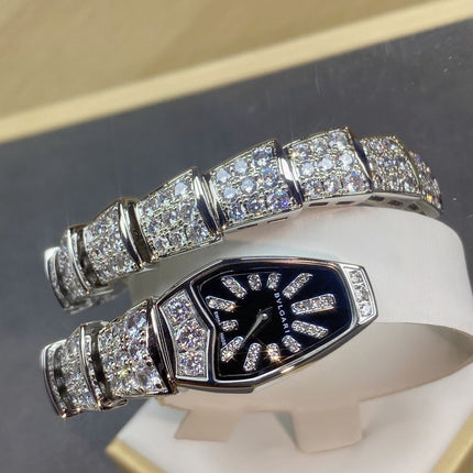 SERPENTI JEWELRY ALL WHITE GOLD WITH DIAMOND BLACK DIAL