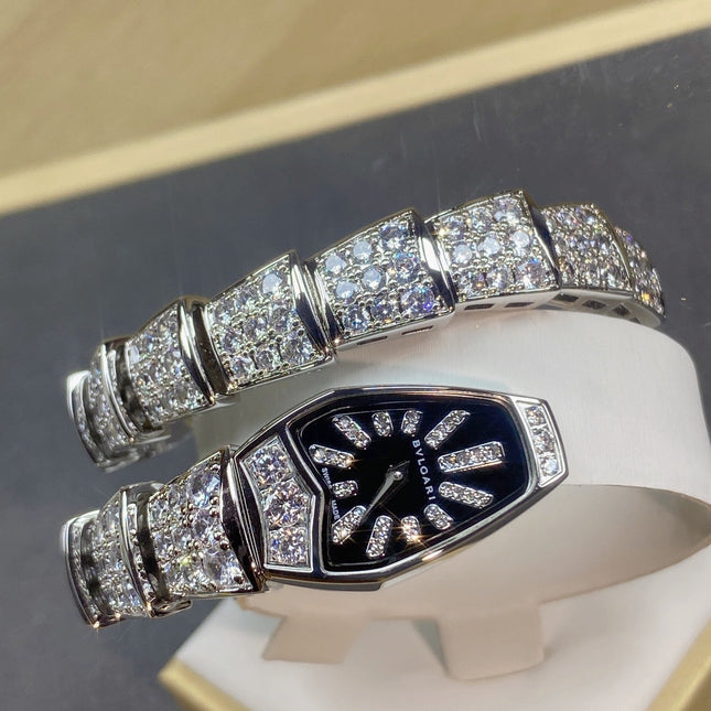 SERPENTI JEWELRY ALL WHITE GOLD WITH DIAMOND BLACK DIAL