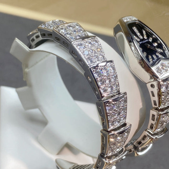SERPENTI JEWELRY ALL WHITE GOLD WITH DIAMOND BLACK DIAL