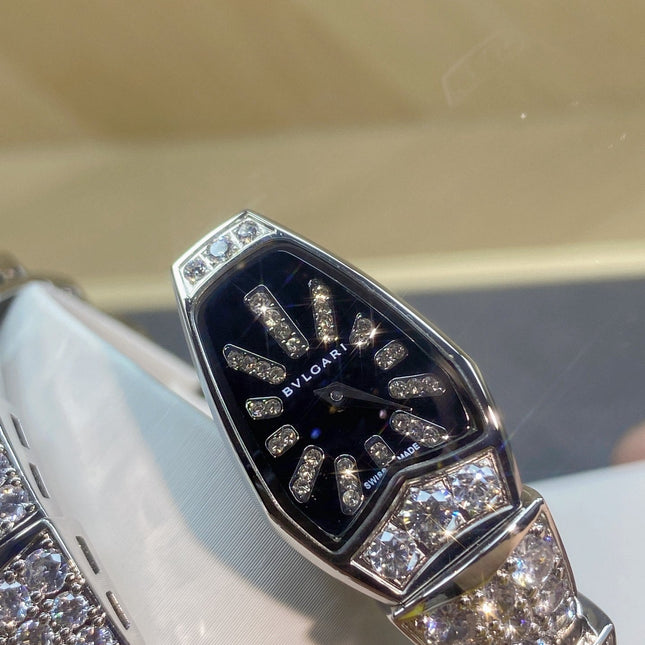 SERPENTI JEWELRY ALL WHITE GOLD WITH DIAMOND BLACK DIAL