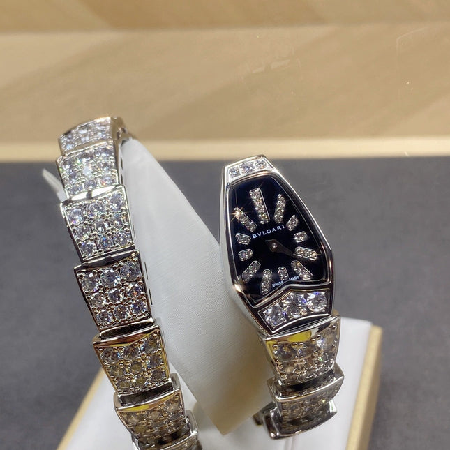 SERPENTI JEWELRY ALL WHITE GOLD WITH DIAMOND BLACK DIAL