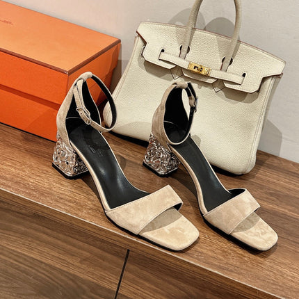 GLAM SANDAL 60 LIGHT BROWN SUEDE