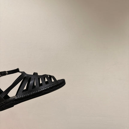 STRAW SOLE SANDAL BLACK LAMBSKIN