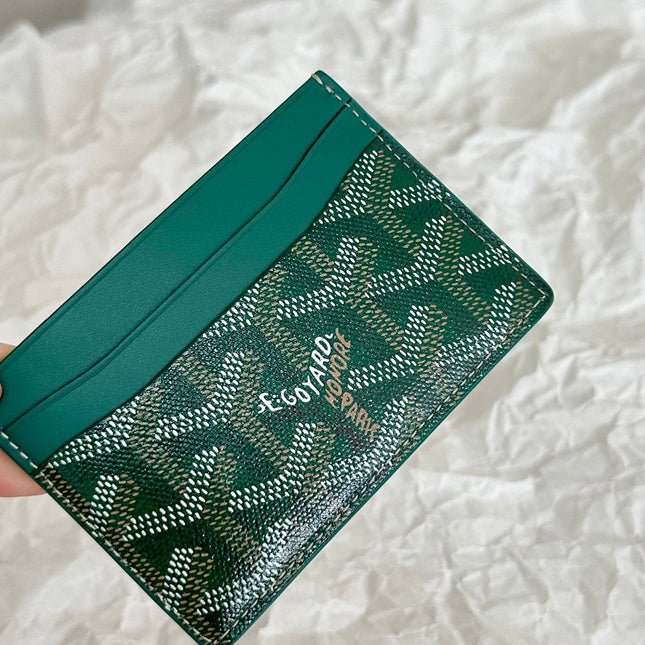 SAINT-SULPICE CARD WALLET 10 IN GREEN GOYARDINE CANVAS AND CALFSKIN