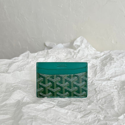 SAINT-SULPICE CARD WALLET 10 IN GREEN GOYARDINE CANVAS AND CALFSKIN