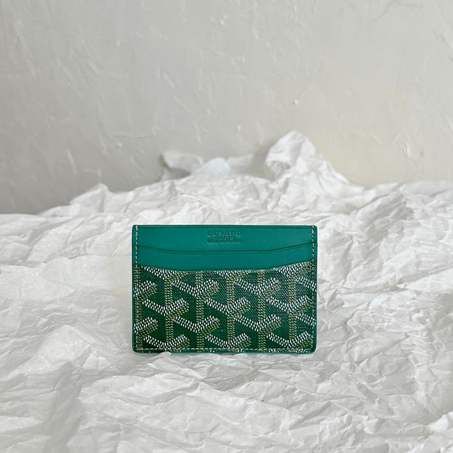 SAINT-SULPICE CARD WALLET 10 IN GREEN GOYARDINE CANVAS AND CALFSKIN