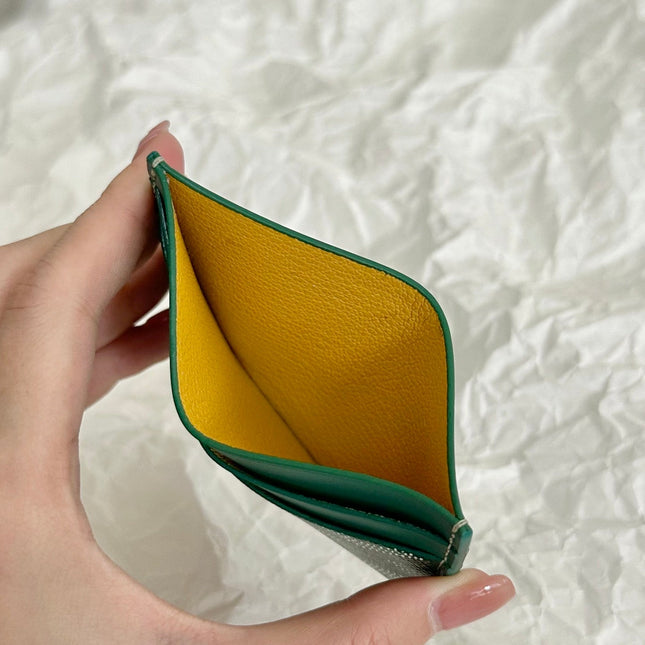SAINT-SULPICE CARD WALLET 10 IN GREEN GOYARDINE CANVAS AND CALFSKIN
