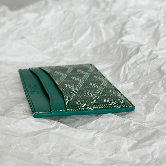 SAINT-SULPICE CARD WALLET 10 IN GREEN GOYARDINE CANVAS AND CALFSKIN