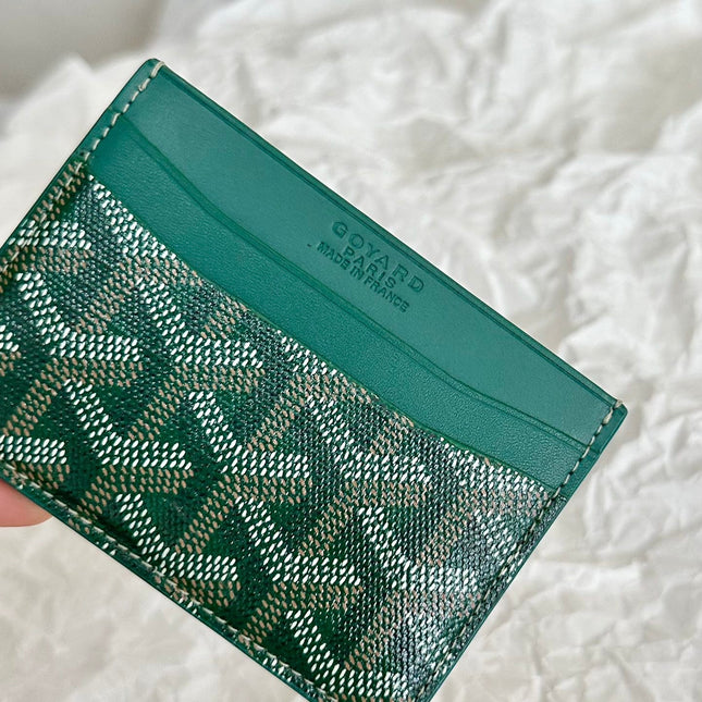 SAINT-SULPICE CARD WALLET 10 IN GREEN GOYARDINE CANVAS AND CALFSKIN