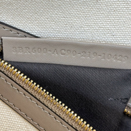 BAGUETTE CANVAS 27 BAG GREY STRAP WITH MULTICOLOUR EMBROIDERY GOLD HARDWARE