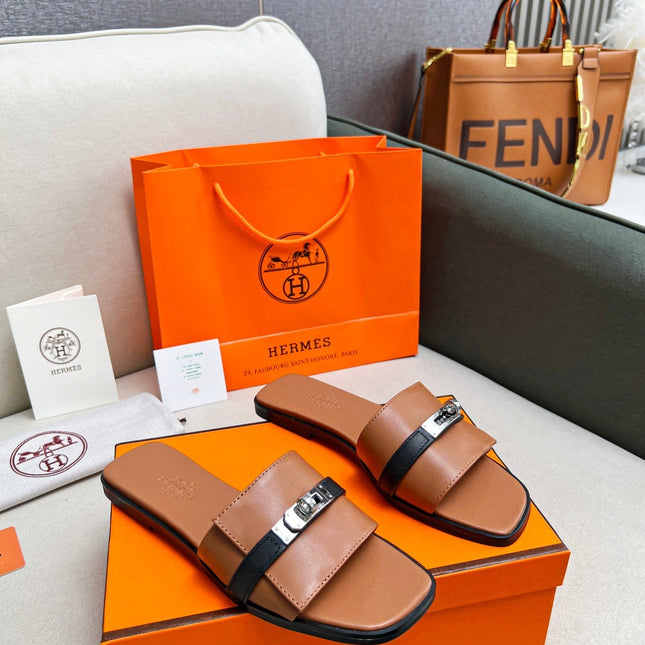 Giulia Sandal Brown Black Calfskin