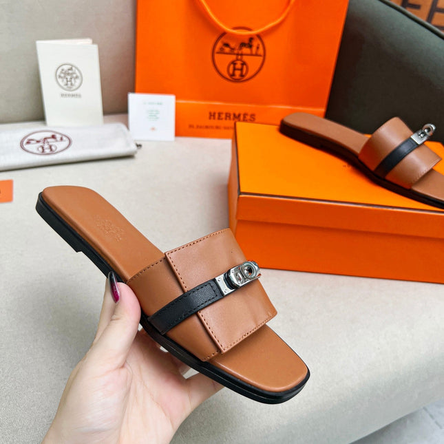 Giulia Sandal Brown Black Calfskin