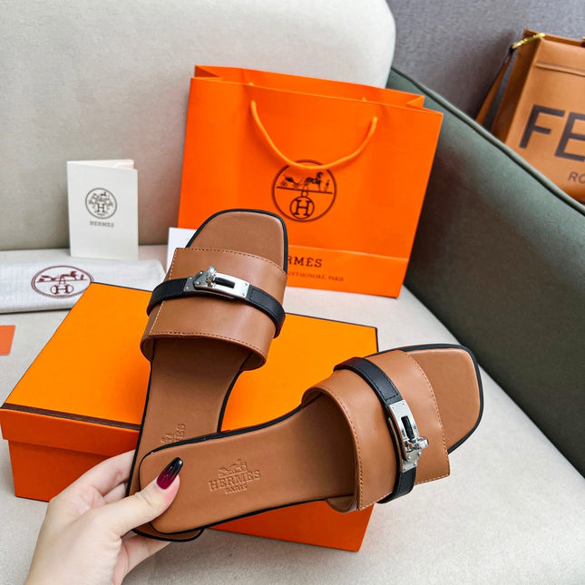 Giulia Sandal Brown Black Calfskin