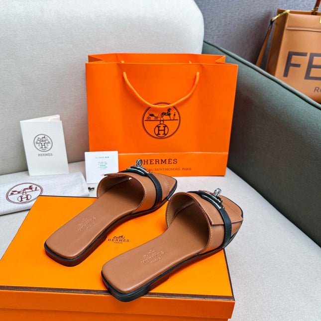 Giulia Sandal Brown Black Calfskin