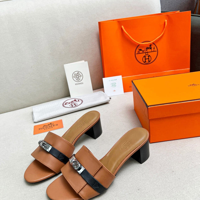 Gigi 50 Sandal Tan Black Calfskin
