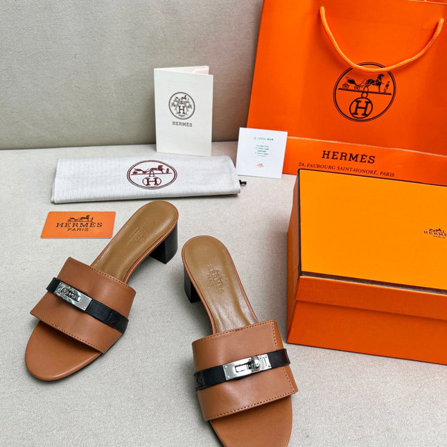 Gigi 50 Sandal Tan Black Calfskin