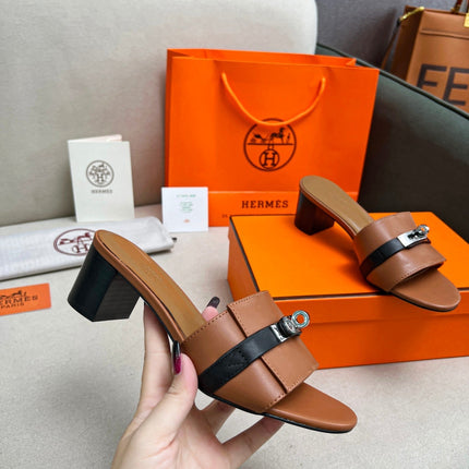 Gigi 50 Sandal Tan Black Calfskin