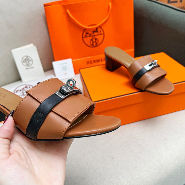 Gigi 50 Sandal Tan Black Calfskin
