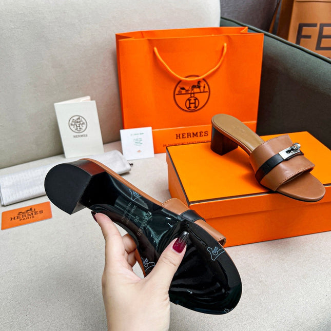Gigi 50 Sandal Tan Black Calfskin