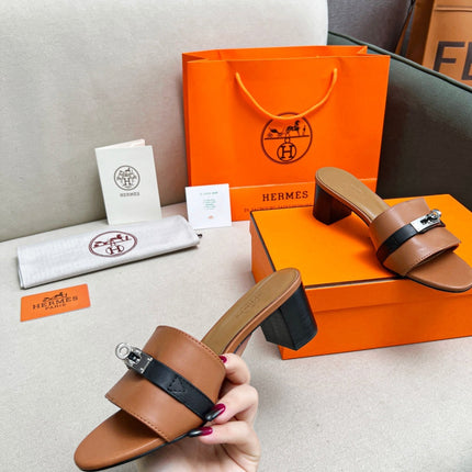Gigi 50 Sandal Tan Black Calfskin