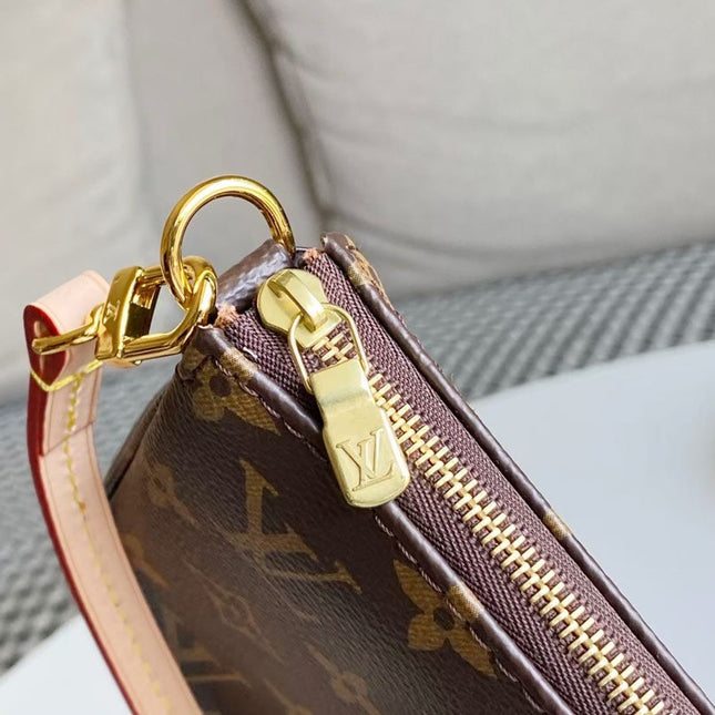 LV 25S POCHETTE ACCESSOIRES 21 IN BROWN MONOGRAM CANVAS GOLD HARDWARE