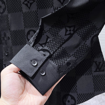 LV LONG-SLEEVED SHIRT IN BLACK DAMIER COTTON 238803