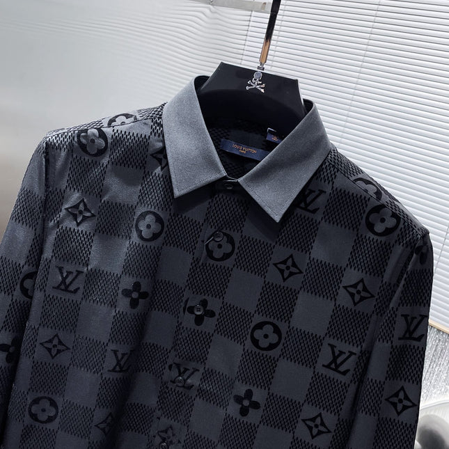 LV LONG-SLEEVED SHIRT IN BLACK DAMIER COTTON 238803