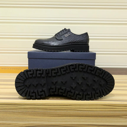 CD LACE-UP LOAFER BLACK GEOMETRIC CALFSKIN