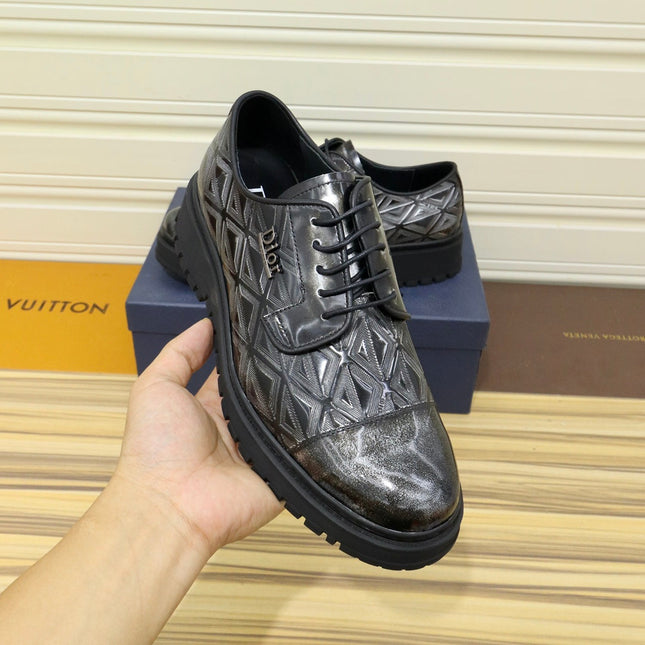 CD LACE-UP LOAFER BLACK MIX SILVER GEOMETRIC CALFSKIN