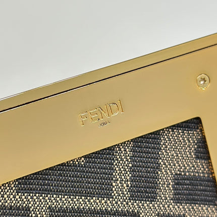 FENDI 26 FIRST SMALL IN TAN BROWN MIX WHITE CALFSKIN SILVER HARDWARE