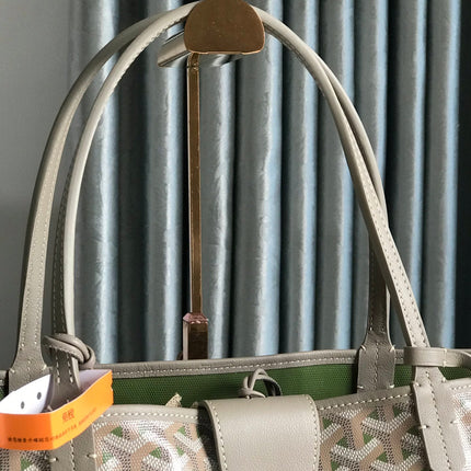 SAINT LOUIS PM 40 IN GREY MIX GREEN GOYARDINE CANVAS AND CALFSKIN