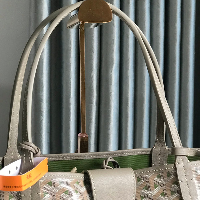 SAINT LOUIS PM 40 IN GREY MIX GREEN GOYARDINE CANVAS AND CALFSKIN