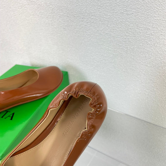 ATOMIC BALLERINA FLAT IN BRONZE BROWN CALFSKIN