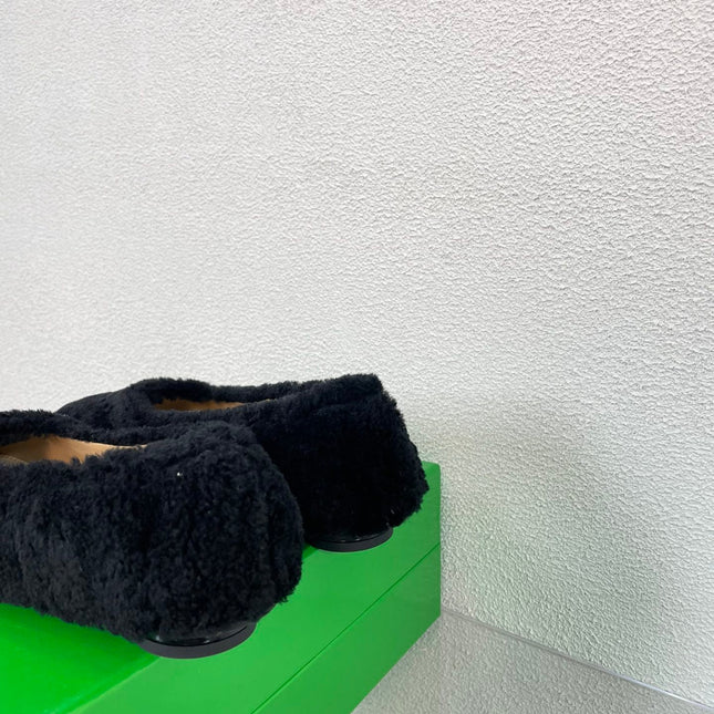 ATOMIC SHEARLING BALLERINA FLATS BLACK