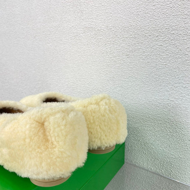 ATOMIC SHEARLING BALLERINA FLATS LIGHT YELLOW