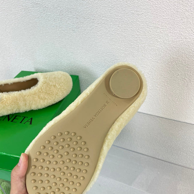 ATOMIC SHEARLING BALLERINA FLATS LIGHT YELLOW