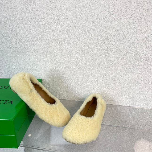ATOMIC SHEARLING BALLERINA FLATS LIGHT YELLOW