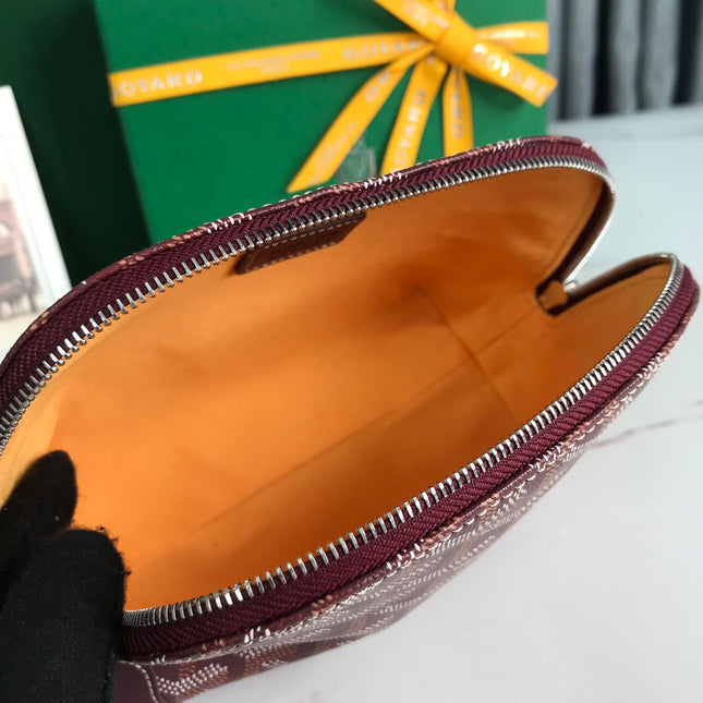 VENDÔME COSMETIC POUCH 17 IN WINE RED GOYARDINE CANVAS AND CALFSKIN TRIM